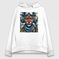 Женское худи оверсайз Tigress girl military pilot