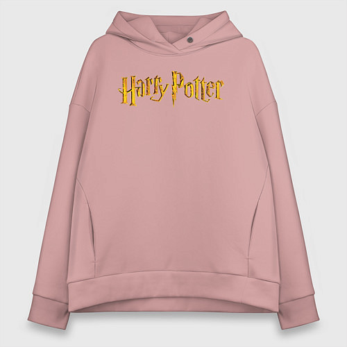 Женское худи оверсайз Harry Potter golden logo / Пыльно-розовый – фото 1