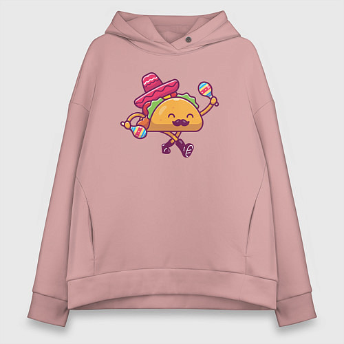 Женское худи оверсайз Забавный тако / Пыльно-розовый – фото 1