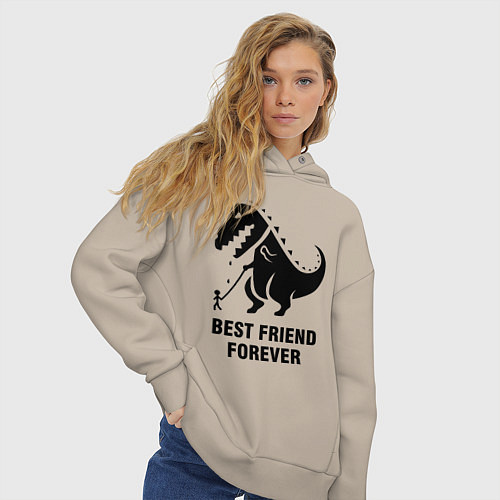 Женское худи оверсайз Godzilla best friend / Миндальный – фото 3