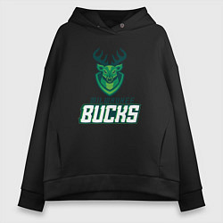 Толстовка оверсайз женская Milwaukee Bucks NBA, цвет: черный