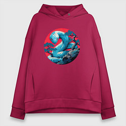 Толстовка оверсайз женская Japan serpent, цвет: маджента