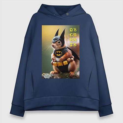 Женское худи оверсайз Bat squirrel - oreshnik meme / Тёмно-синий – фото 1