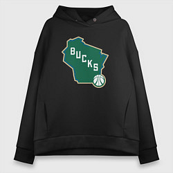 Толстовка оверсайз женская Bucks team, цвет: черный