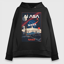 Толстовка оверсайз женская NASA ретро, цвет: черный