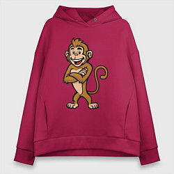 Толстовка оверсайз женская Позитивная мартышка, цвет: маджента