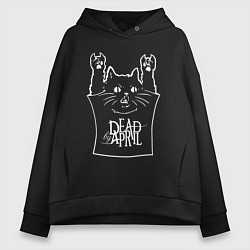 Толстовка оверсайз женская Dead by April - cat rock, цвет: черный