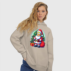 Толстовка оверсайз женская Santa Simpson - ai art, цвет: миндальный — фото 2