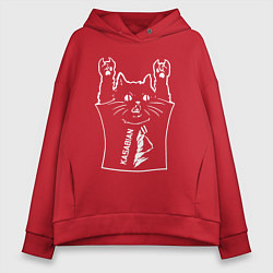 Толстовка оверсайз женская Kasabian - cat rock, цвет: красный