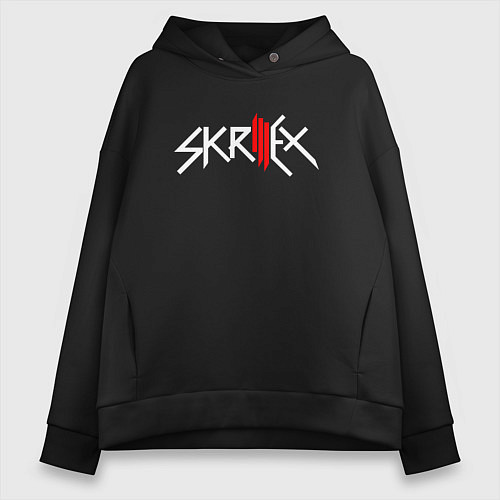 Женское худи оверсайз Skrillex - logo / Черный – фото 1