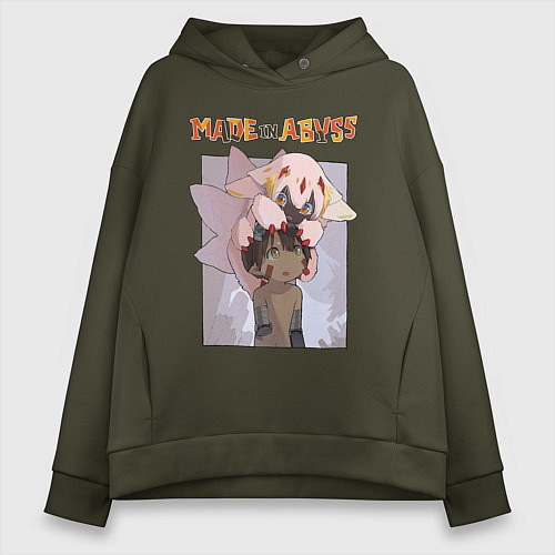 Женское худи оверсайз Made in Abyss - Reg and Faputa / Хаки – фото 1