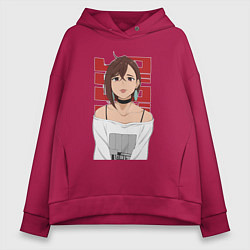 Толстовка оверсайз женская Дандадан: Момо, цвет: маджента