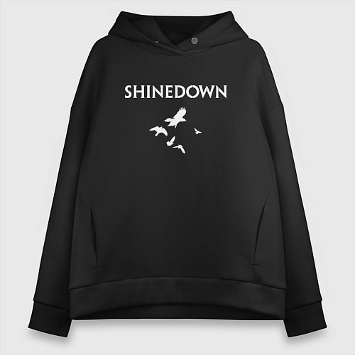 Женское худи оверсайз Shinedown - logo / Черный – фото 1