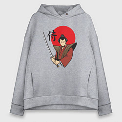 Толстовка оверсайз женская Гордый самурай, цвет: меланж