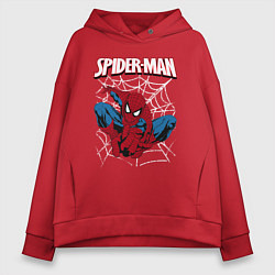 Толстовка оверсайз женская Человек паук, цвет: красный