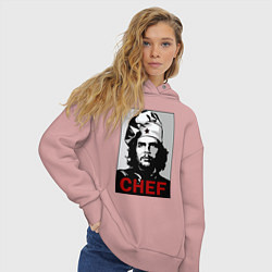 Толстовка оверсайз женская Че Гевара - шеф повар, цвет: пыльно-розовый — фото 2