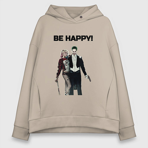 Женское худи оверсайз Be happy / Миндальный – фото 1