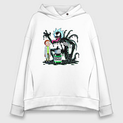 Толстовка оверсайз женская Morty and Rick-Venom - ai art fantasy, цвет: белый