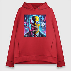 Толстовка оверсайз женская Venom-Homer - collaboration, цвет: красный