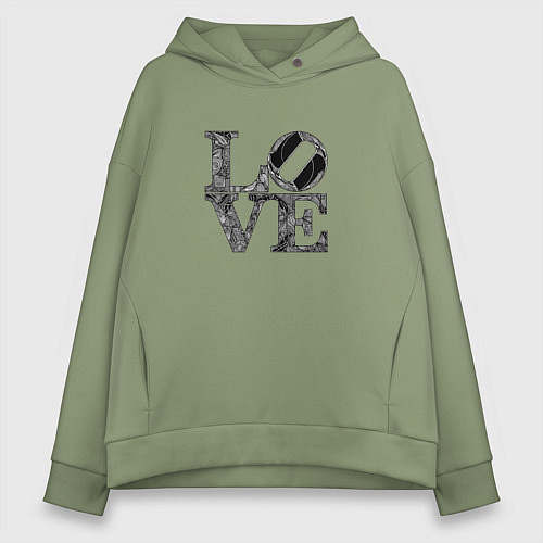 Женское худи оверсайз L o v e / Авокадо – фото 1