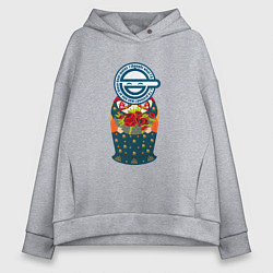 Толстовка оверсайз женская Матрёшка смеющийся человек, цвет: меланж