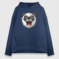 Толстовка оверсайз женская Angry panda, цвет: тёмно-синий