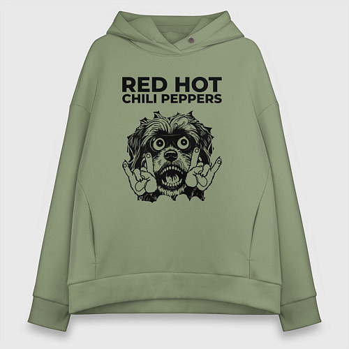 Женское худи оверсайз Red Hot Chili Peppers - rock dog / Авокадо – фото 1