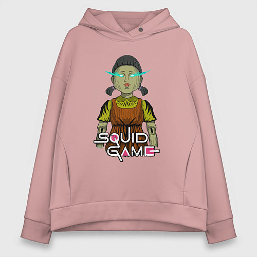 Женское худи оверсайз Squid game doll / Пыльно-розовый – фото 1