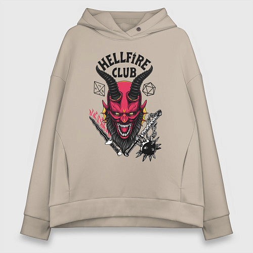 Женское худи оверсайз Hellfire club demon / Миндальный – фото 1
