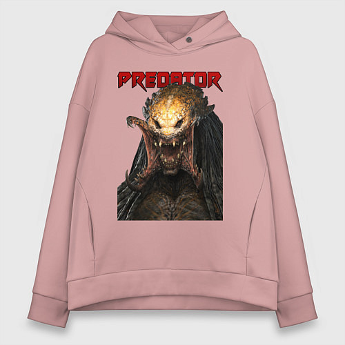 Женское худи оверсайз Predator scream / Пыльно-розовый – фото 1
