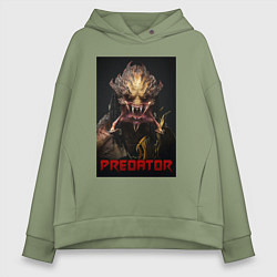 Толстовка оверсайз женская Хищник - рык, цвет: авокадо