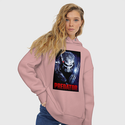 Женское худи оверсайз Predator in the helmet / Пыльно-розовый – фото 3
