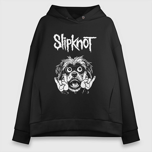 Женское худи оверсайз Slipknot rock dog / Черный – фото 1