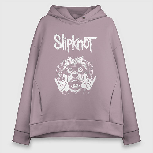 Женское худи оверсайз Slipknot rock dog / Сиреневый – фото 1