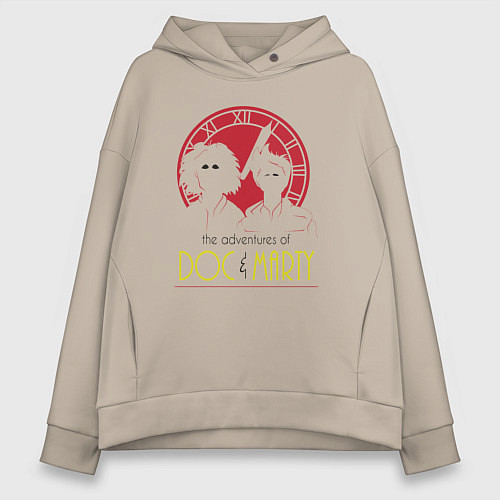 Женское худи оверсайз Приключение Дока и Марти / Миндальный – фото 1