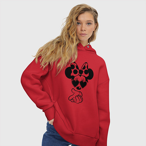 Женское худи оверсайз Минни в очках - для пары / Красный – фото 3