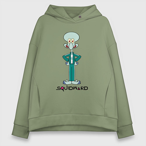 Женское худи оверсайз Сквидворд игра в кальмара мем Спанч боб / Авокадо – фото 1