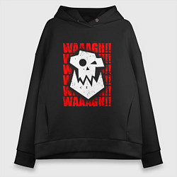 Толстовка оверсайз женская Waaagh warhammer - белый, цвет: черный