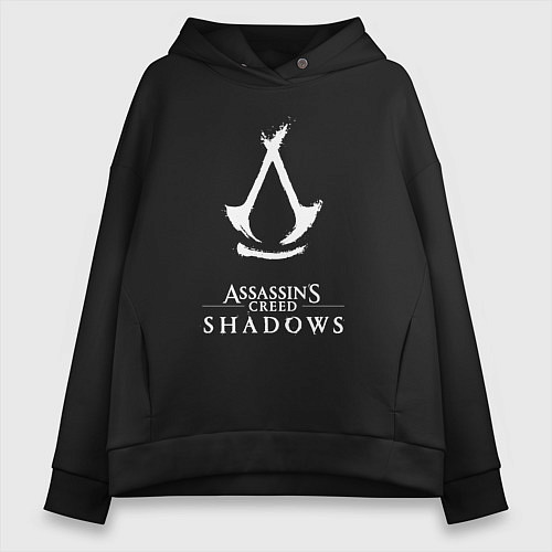 Женское худи оверсайз Assassins creed - shadows white / Черный – фото 1