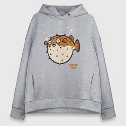 Толстовка оверсайз женская Рыбка фугу, цвет: меланж