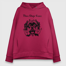 Толстовка оверсайз женская Three Days Grace - rock dog, цвет: маджента