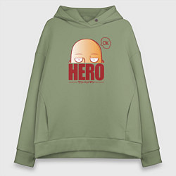 Толстовка оверсайз женская Ванпанч герой hero, цвет: авокадо