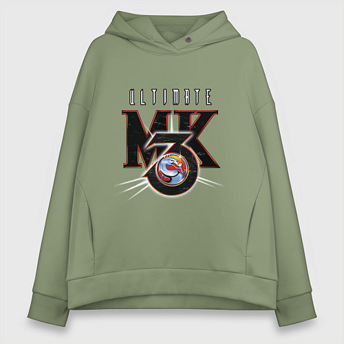 Женское худи оверсайз Ultimate mortal kombat - logo / Авокадо – фото 1