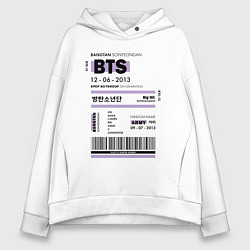 Толстовка оверсайз женская Bts ticket, цвет: белый