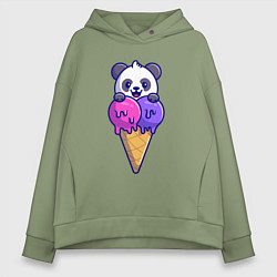 Толстовка оверсайз женская Panda ice cream, цвет: авокадо