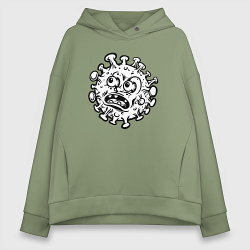 Женское худи оверсайз Удивлённый вирус / Авокадо – фото 1