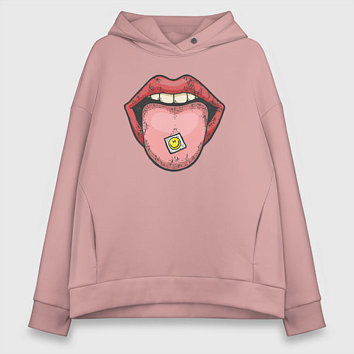 Женское худи оверсайз Smiling lips / Пыльно-розовый – фото 1
