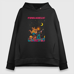 Толстовка оверсайз женская Rock funk abstraction, цвет: черный