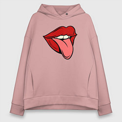 Толстовка оверсайз женская Girl lips, цвет: пыльно-розовый