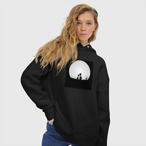Женское худи оверсайз Любовь и луна / Черный – фото 3